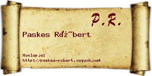 Paskes Róbert névjegykártya